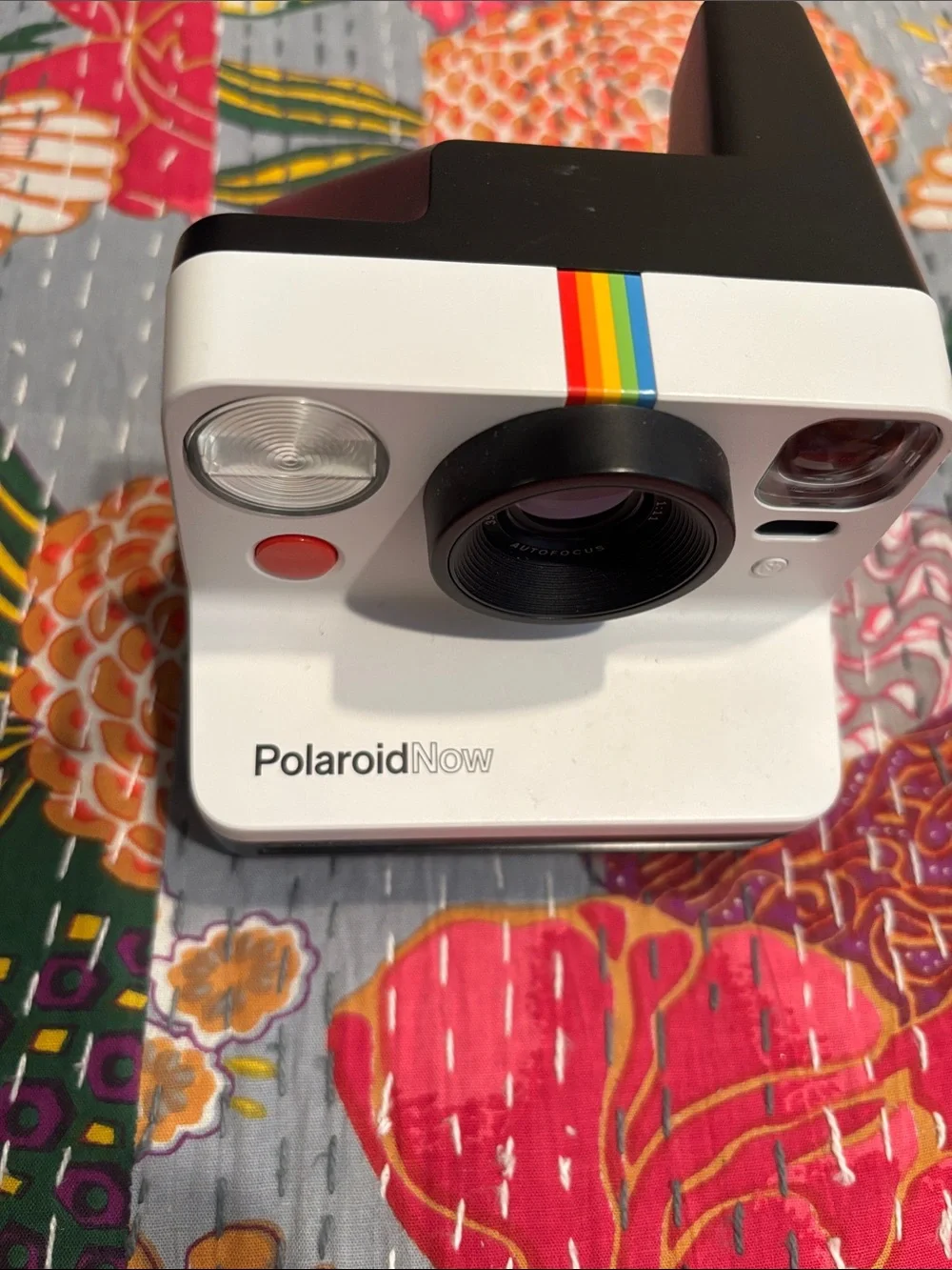 Polaroid Now Instant Camera - White with Rainbow Accent